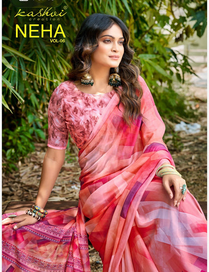 Sari Indian Bollywood Designer Linen casual wear Floral Saree Z8 Col 1