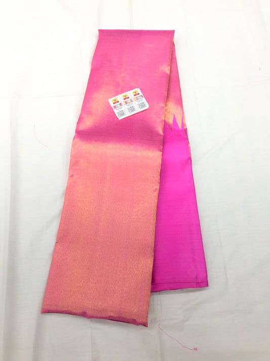 Raising Border Kanchipuram Pure Silk Saree Baby Pink Indian Kanjivaram Sari| SPK310