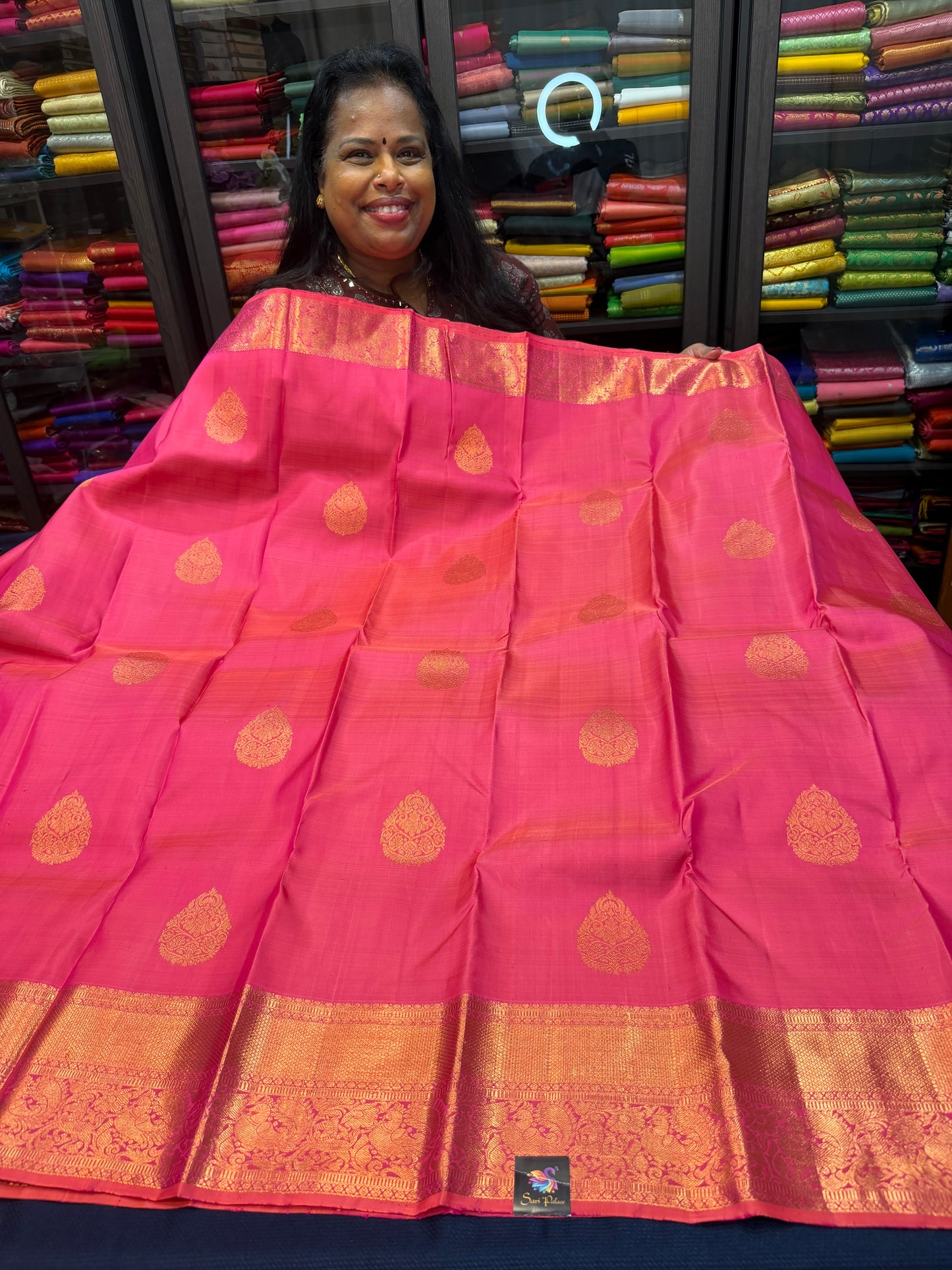 Kanchipuram Pure Silk handloom Saree Indian Kanjivaram Pink Sari SPK425
