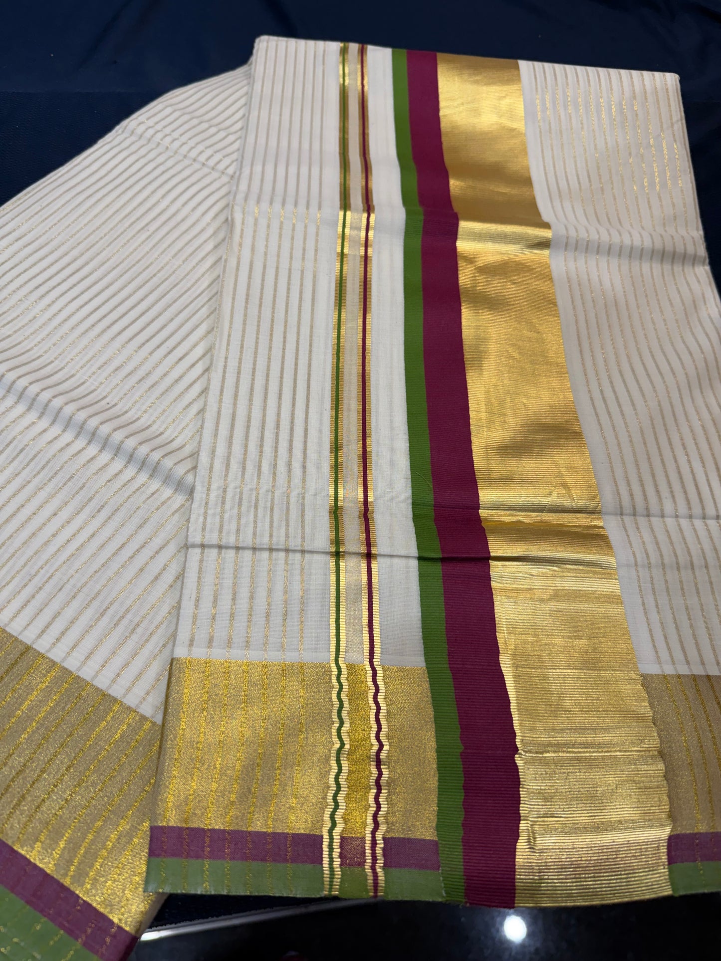 Kerala Vishu Sari Indian Onam Gold Saree C14 (Col 5)
