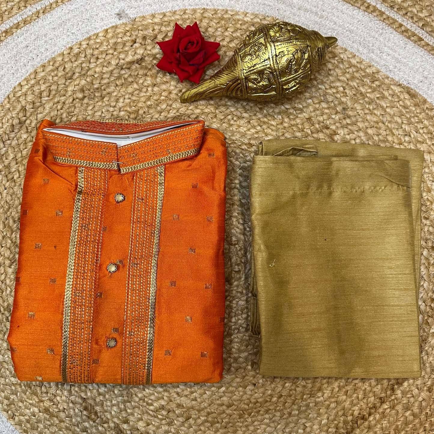 Size 12 Boys Sherwani Outfit Orange White K13