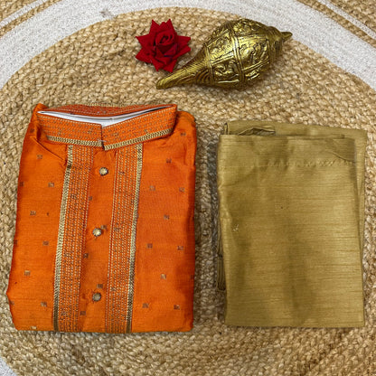 Size 12 Boys Sherwani Outfit Orange White K13