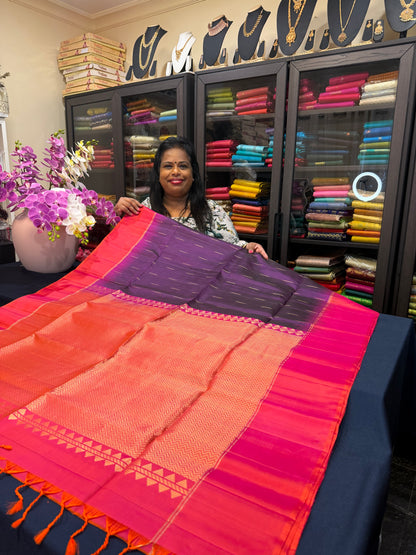 Kanchipuram Soft Silk Sari Purple & Pink Colour | SS2