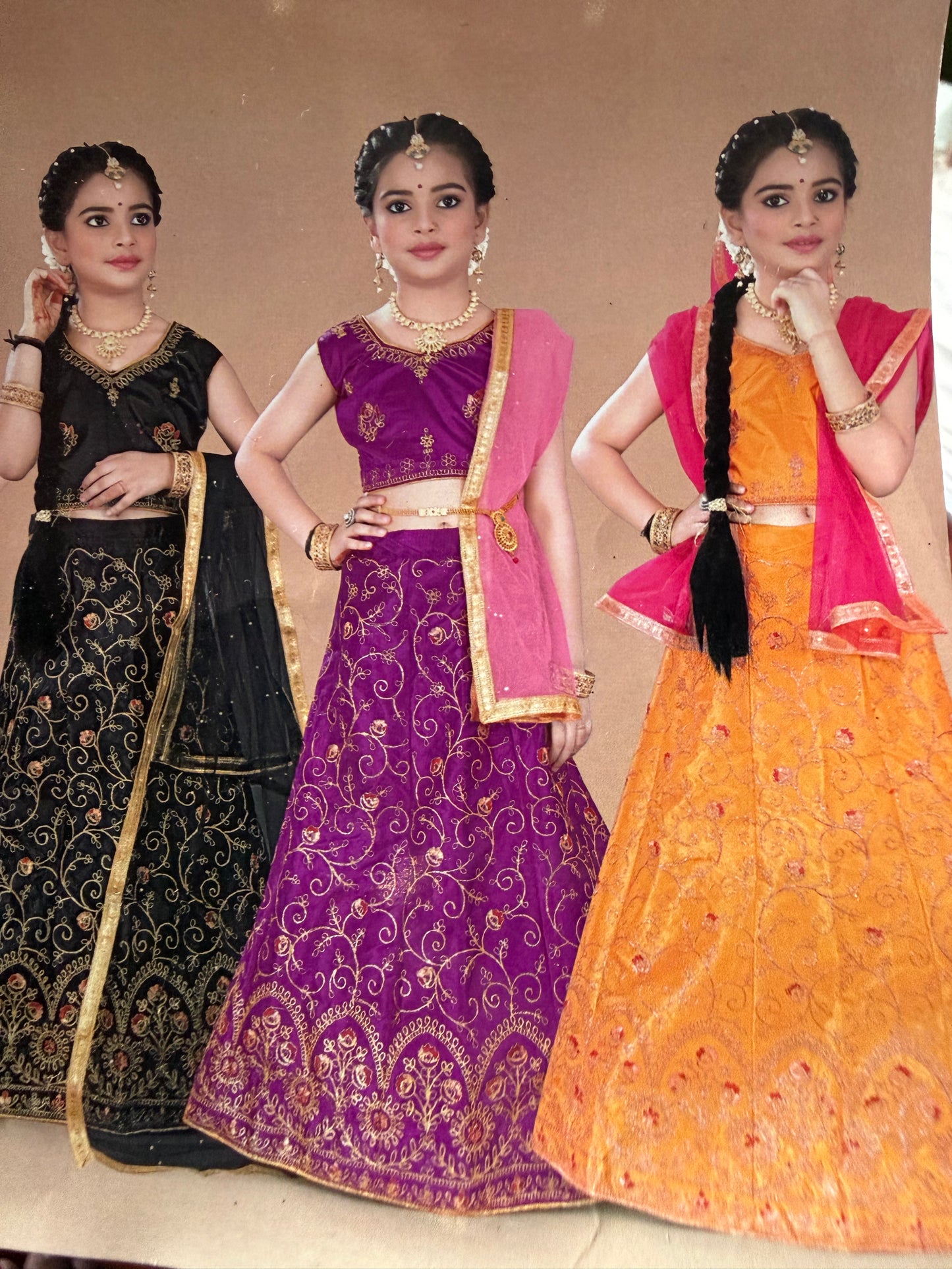 28” Size Age 5 to 6 Green Indian Lehenga Pavadai Sattai Skirt Top Lahenga G81