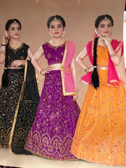 28” Size Age 5 to 6 Green Indian Lehenga Pavadai Sattai Skirt Top Lahenga G81