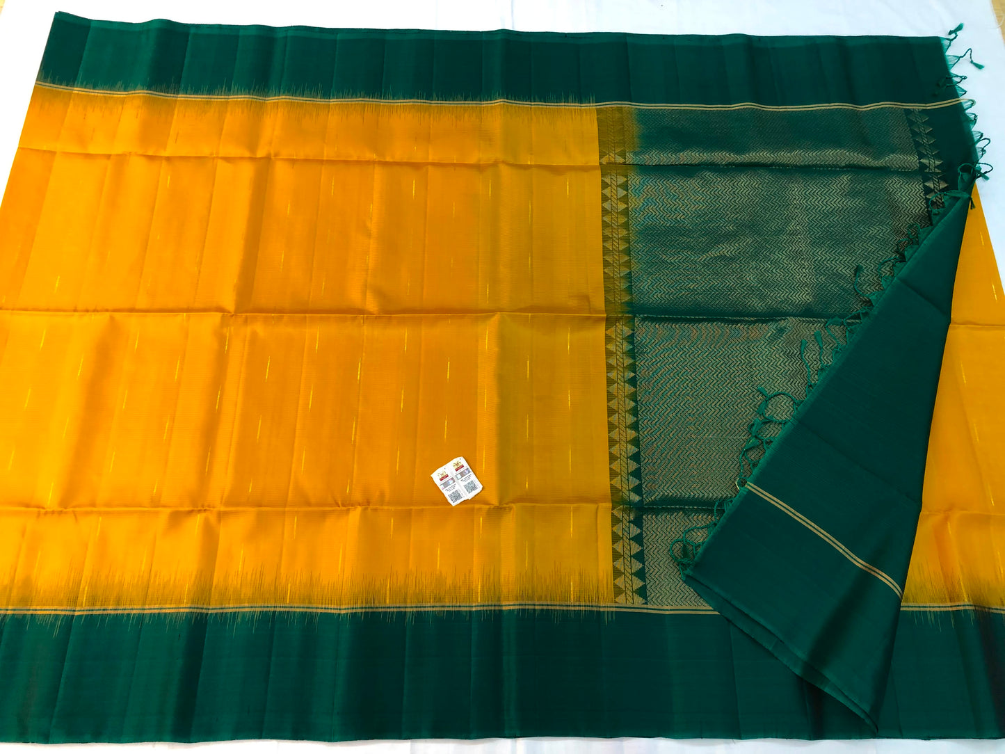 Kanchipuram Pattu Soft Silk Indian Saree Pure Silk Sari Yellow| SS28