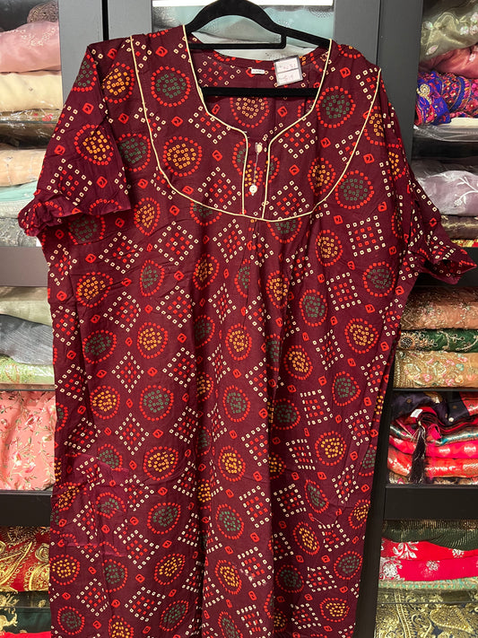 Free size Indian Cotton Nighty Nightgown NI31
