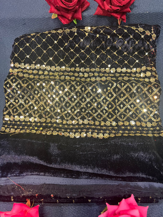 Velvet Blouse material 1 meter Black M7