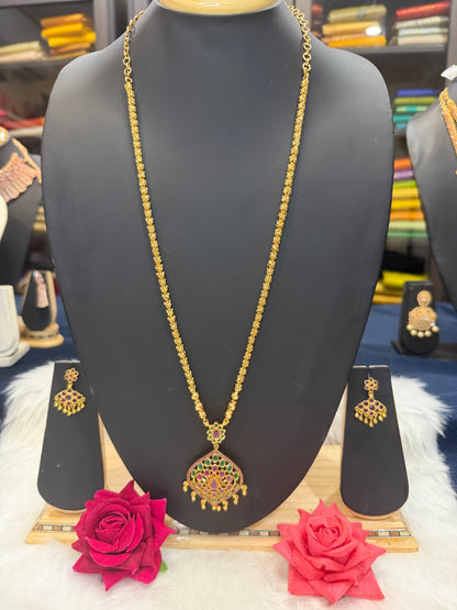 1 gram Gold Chain and Earrings Indian Jewellery N2