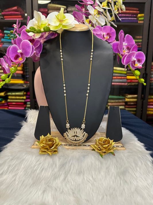 Impon Indian Necklace White Lotus Pathakkam Haram Jewellery N32