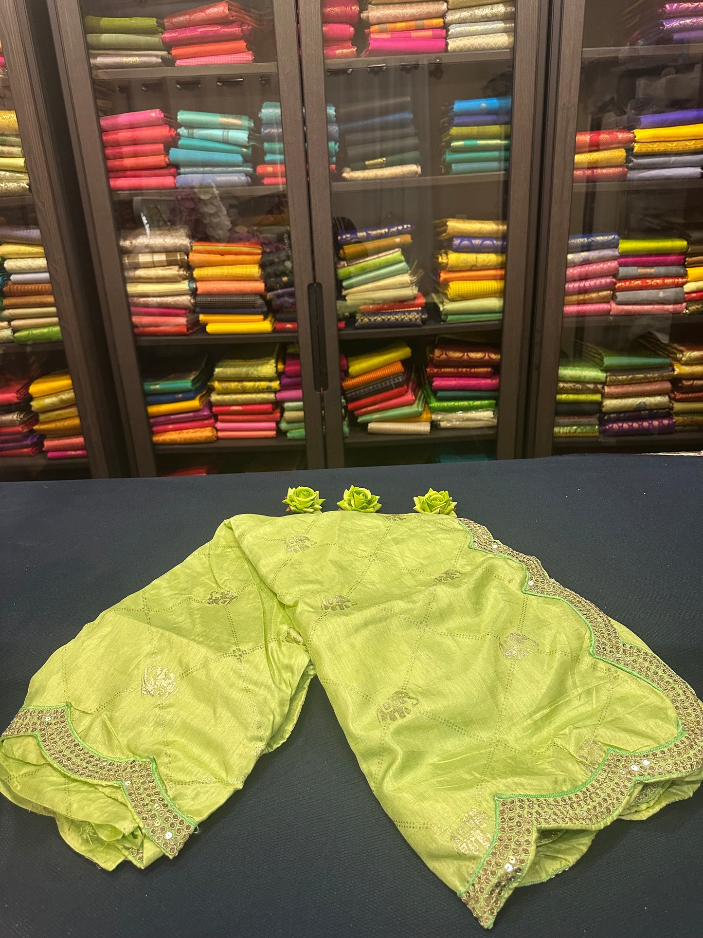 Pastel Green Fancy Party wear Sari Indian Saree Blouse Combo S84