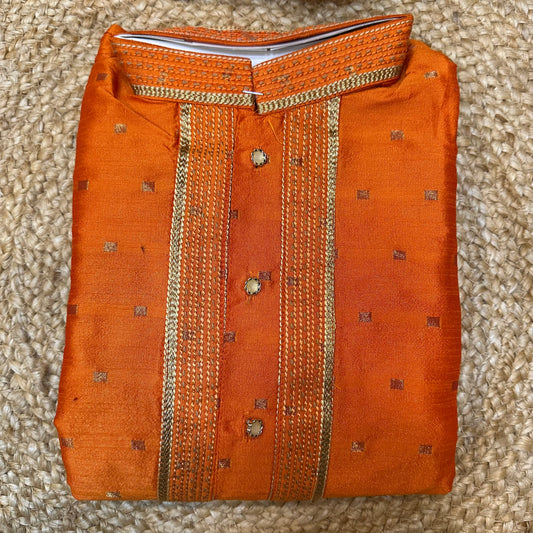 Size 12 Boys Sherwani Outfit Orange White K13