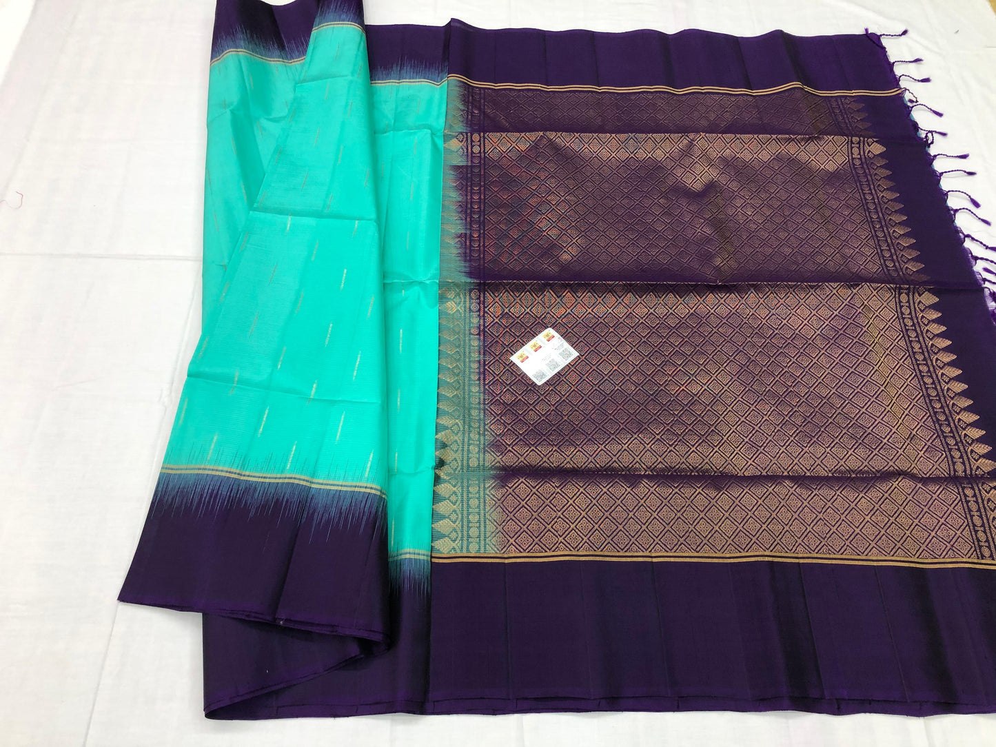 Kanchipuram Pattu Soft Silk Saree Pure Silk Bridal Sari Blue | SS7