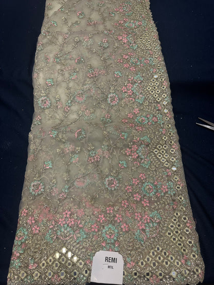 Pastel Green Fancy Party wear Net Sari Indian Saree S81