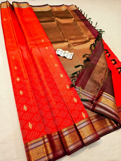 Kanchipuram Pure Silk Saree Bridal Indian Kanjivaram Sari SPK354