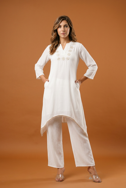 White Indian coord set Outfit Salwar Kameez Suit Z3