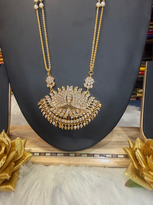 Impon Indian Necklace White Lotus Pathakkam Haram Jewellery N30