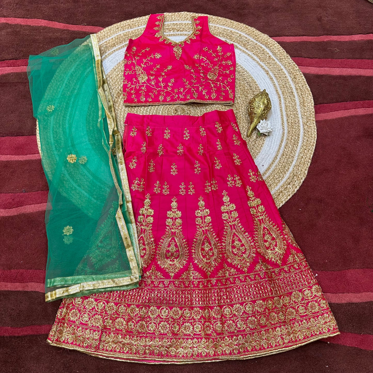 32” Size 8 to 9 Indian Lehenga Yellow Pavadai Sattai Skirt Top G70 Col 2