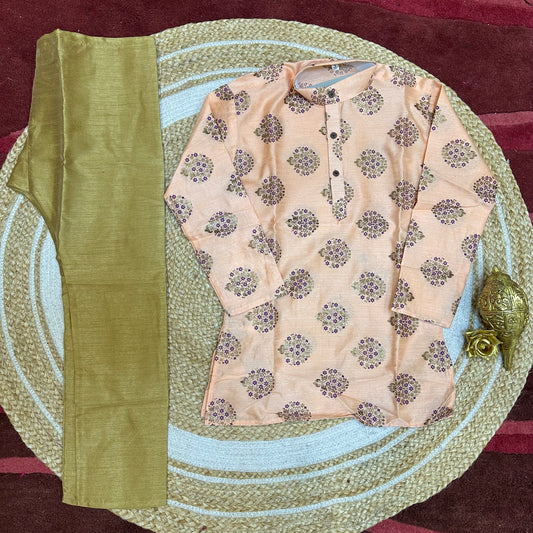 Boys Indian Sherwani Outfit kids Kurta Peach Gold K15