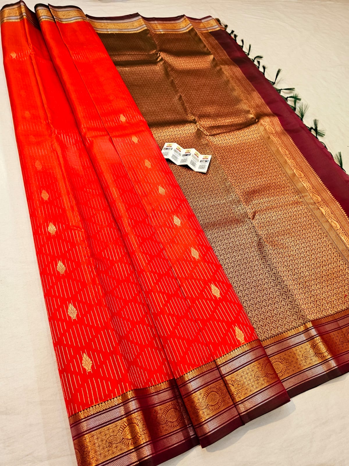 Kanchipuram Pure Silk Saree Bridal Indian Kanjivaram Sari SPK354