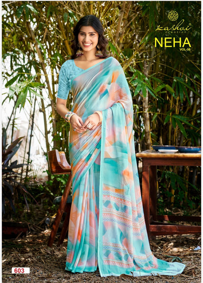 Sari Indian Bollywood Designer Linen Casual wear Floral Saree Z8 Col 3