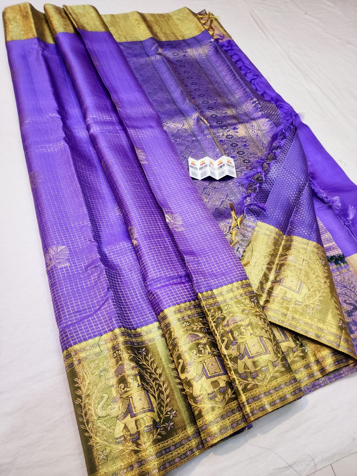 Kanchipuram Pure Silk Saree Bridal Lavender Kanjivaram Sari SPK244