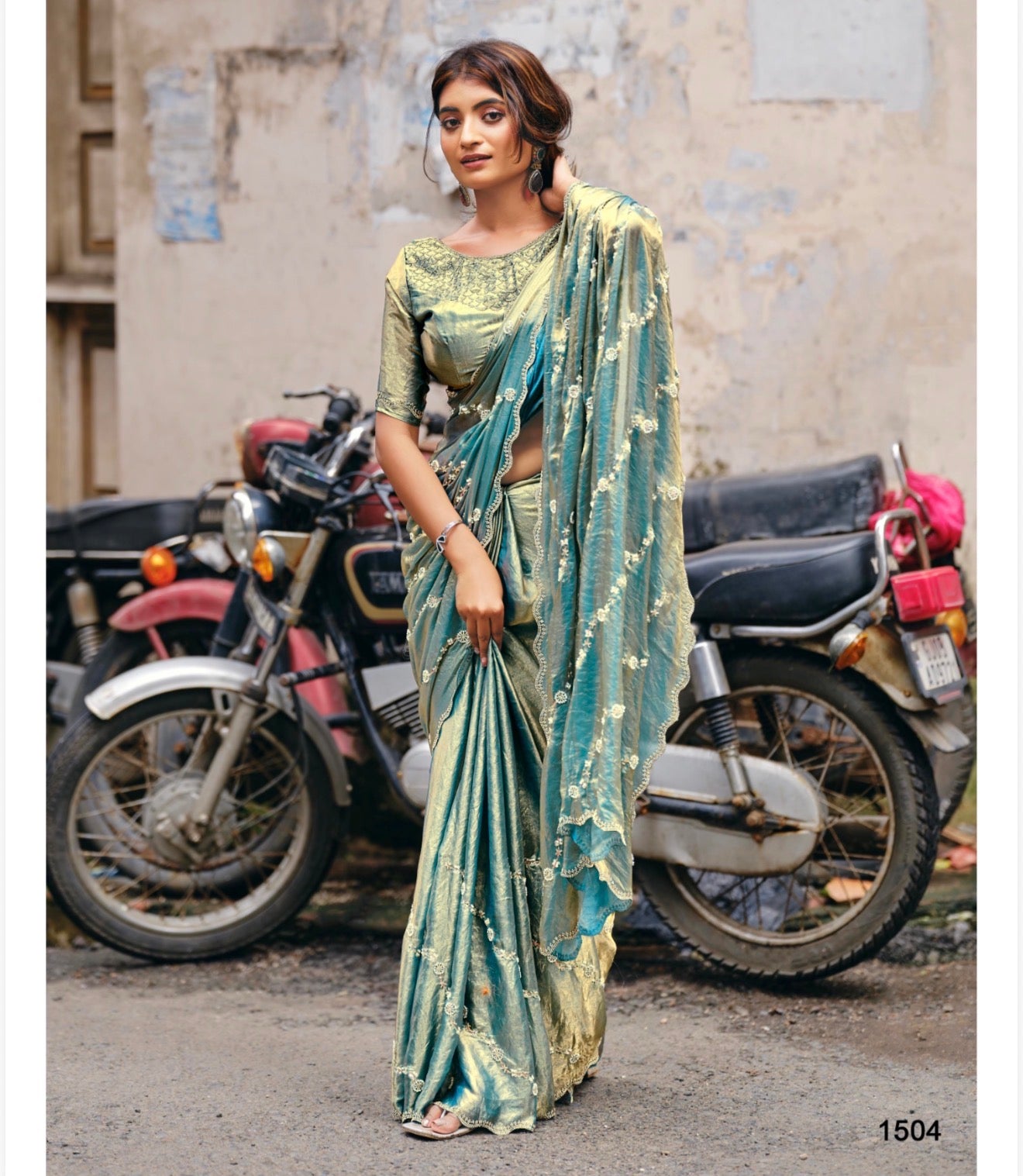 Indian Fancy Party wear Saree Fendi Silk Bollywood Sari C23