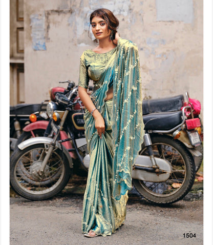 Indian Fancy Party wear Saree Fendi Silk Bollywood Sari C23