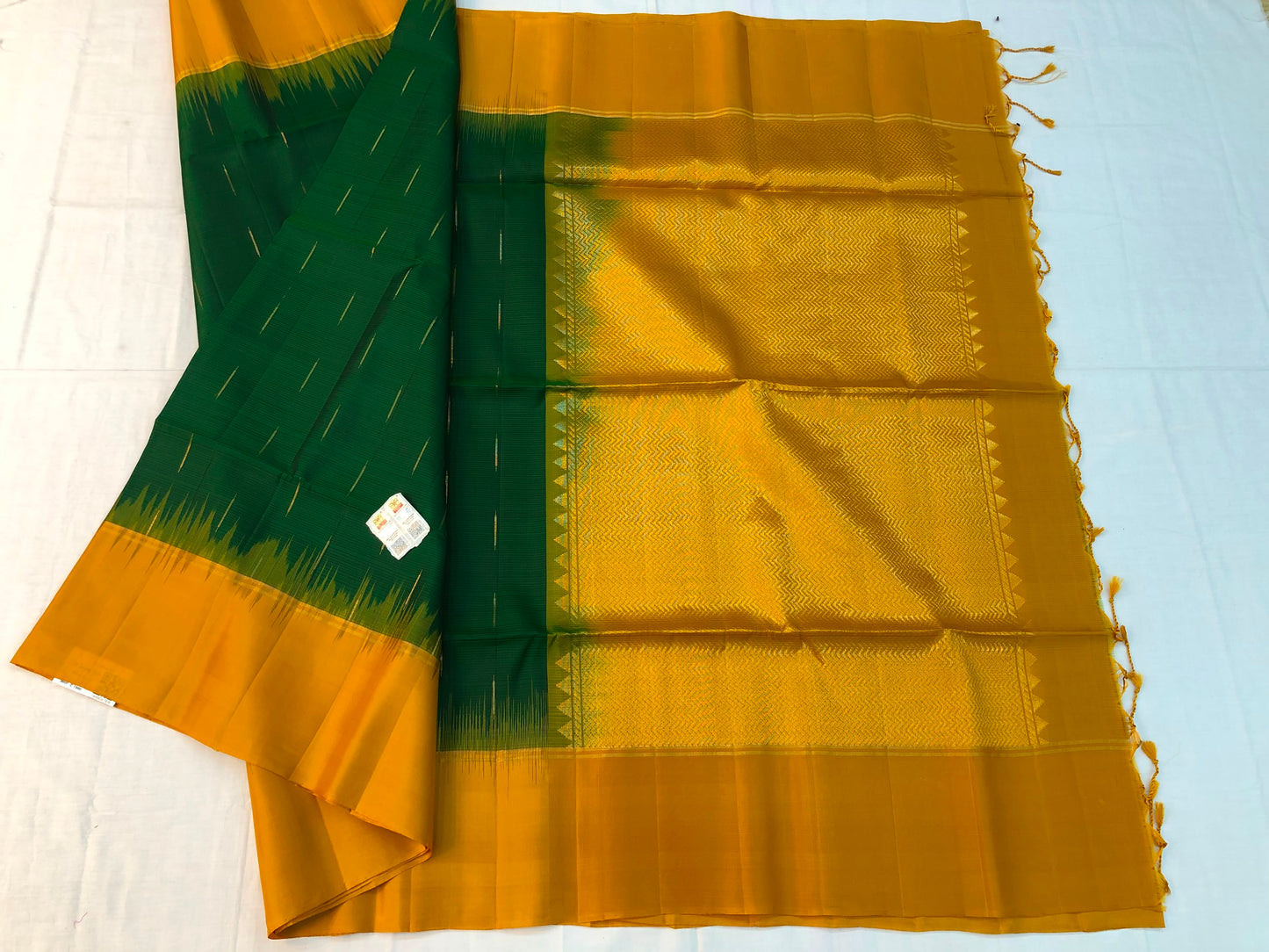 Pattu Soft Silk Indian Saree Pure Silk Sari Green Yellow SS55