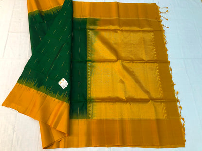Pattu Soft Silk Indian Saree Pure Silk Sari Green Yellow SS55