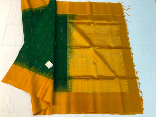 Pattu Soft Silk Indian Saree Pure Silk Sari Green Yellow SS55