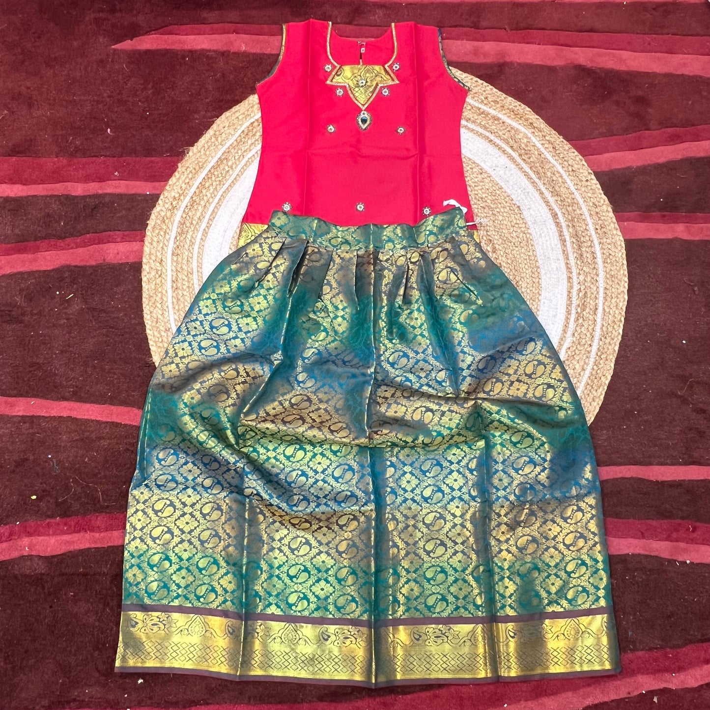 Indian Lehenga Pattu Pavadai Sattai Skirt Top G38