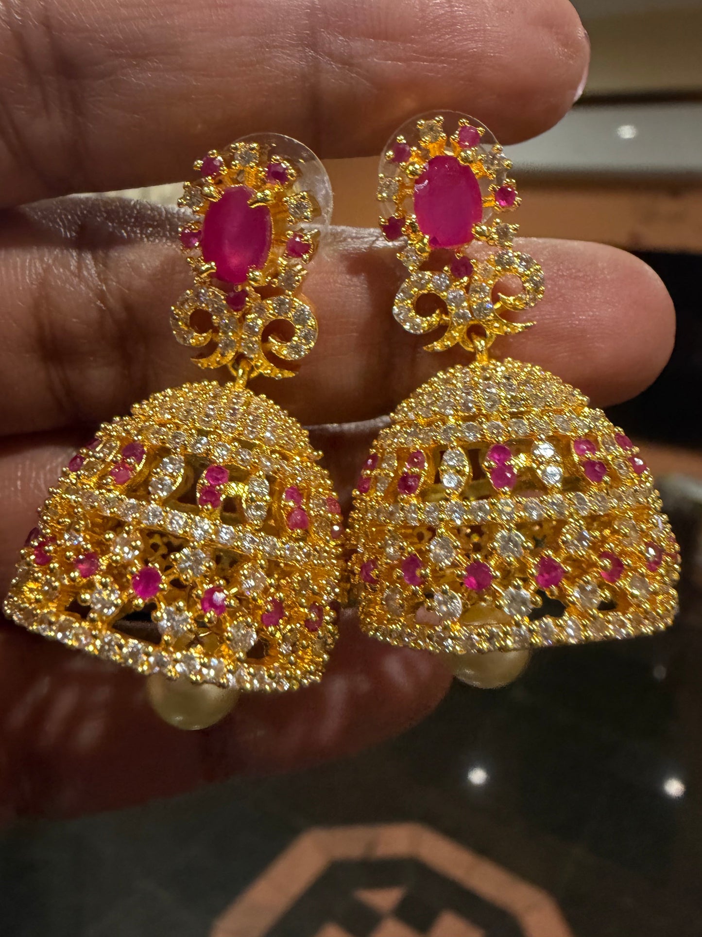 Jumka Jhumka AD Indian Earrings Jimikki Kammal Indian Jewellery E20