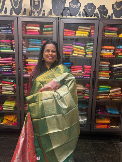 Semi Silk Saree Indian Bridal Kanjivaram Kanchipuram Sari Semi4