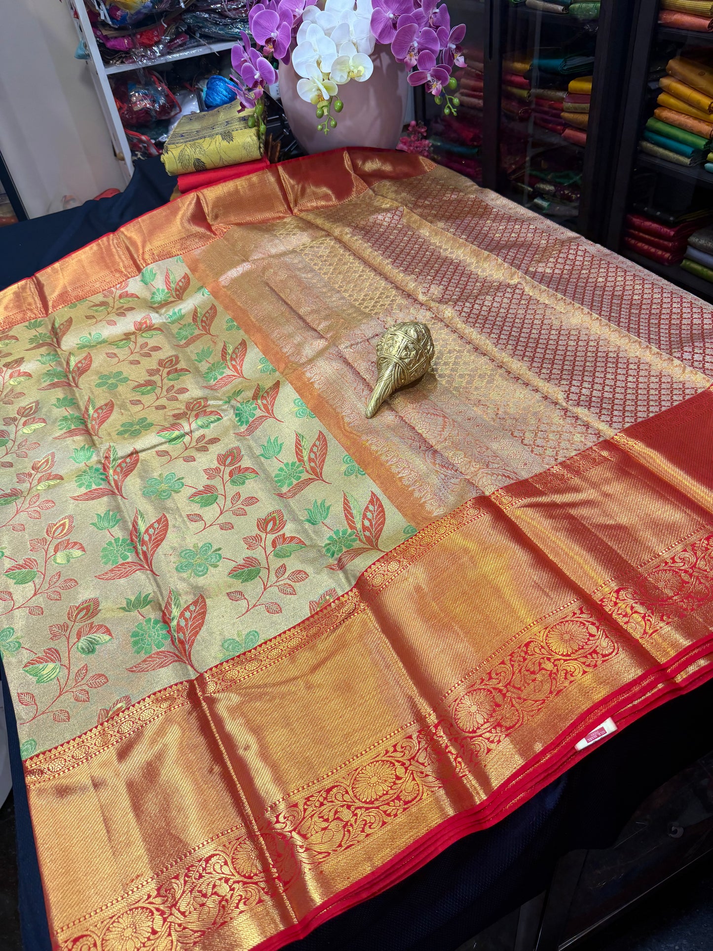 Kanchipuram Pure Silk Saree Bridal Tissue Kanjivaram Sari SPK240