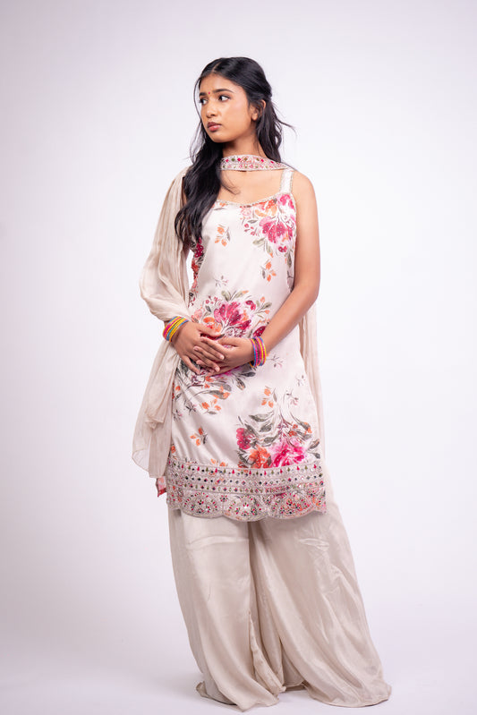 Floral Indian Indowestern Outfit Salwar Kameez Plazzo Suit S51