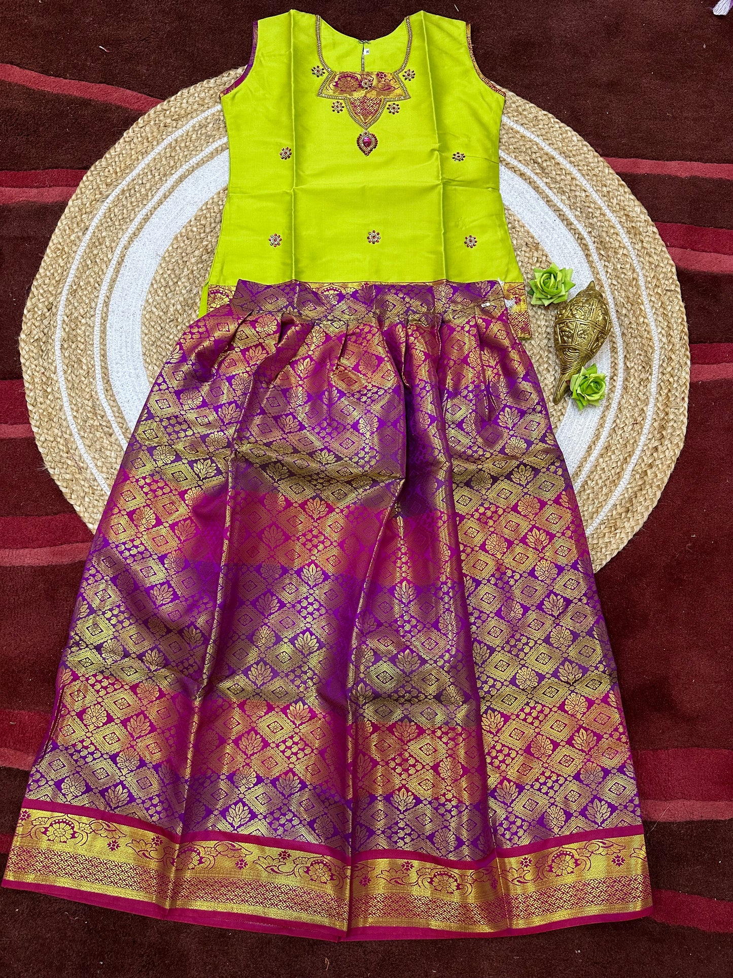 38” kids wear Lehenga Pattu Pavadai Sattai Skirt Top G33