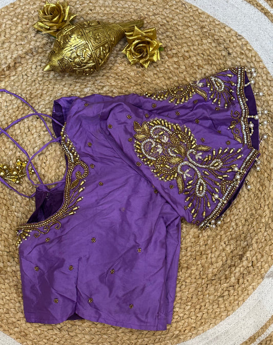 42” XL Size 12 size Aari Worked Sari Blouse Indian Saree Top Lavender B144
