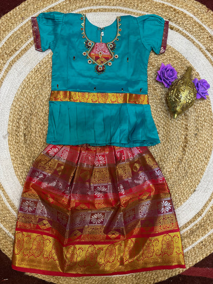 22” Size 3 Indian Lehenga Pattu Pavadai Sattai Skirt Top G5