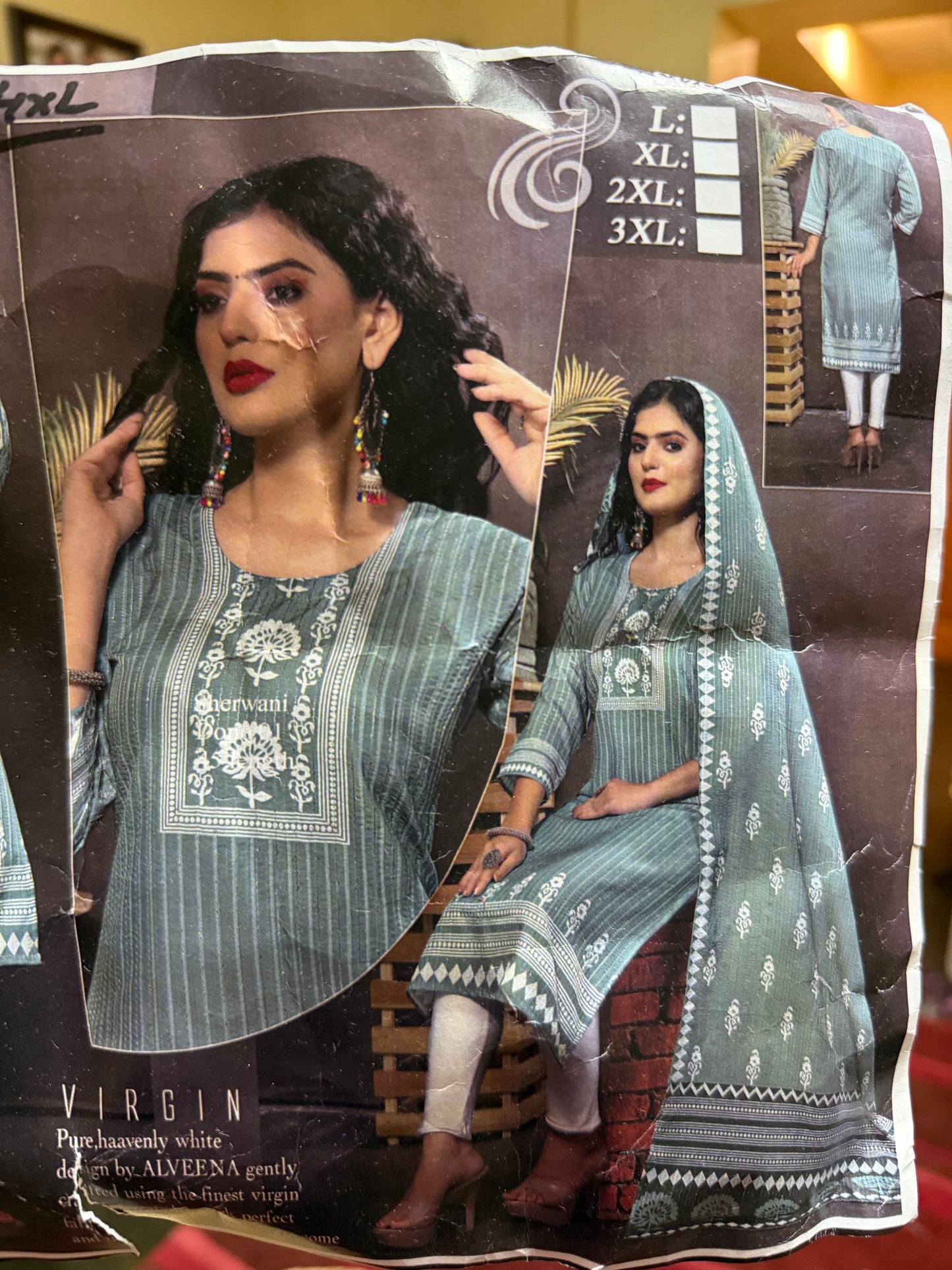 40” L Indian Ladies Outfit Salwar Kameez Kurti Suit Set SS15