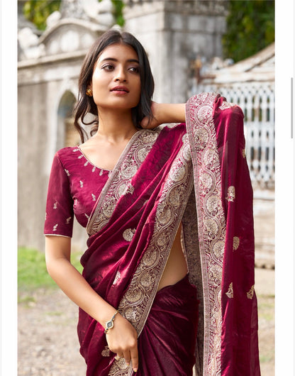Indian Fancy Party wear Saree Fendi Silk Bollywood Sari C32