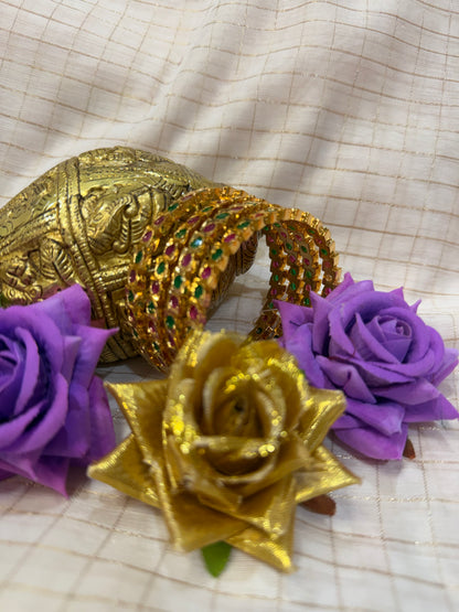 Indian Antique Impon Bangles Set Multi Hemp Stones B8