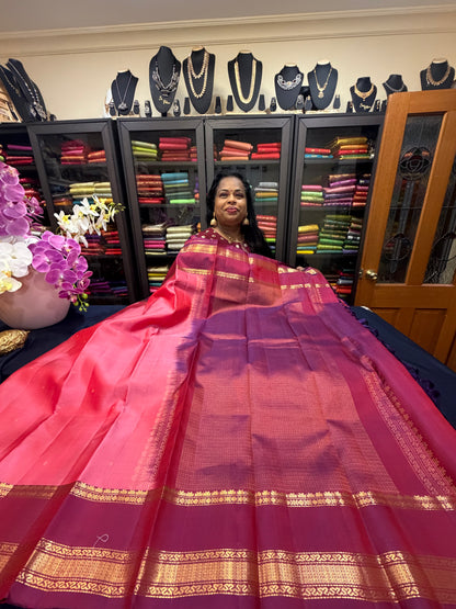 Vintage Kanchipuram Pure Silk Saree Bridal Indian Kanjivaram Sari SPK346