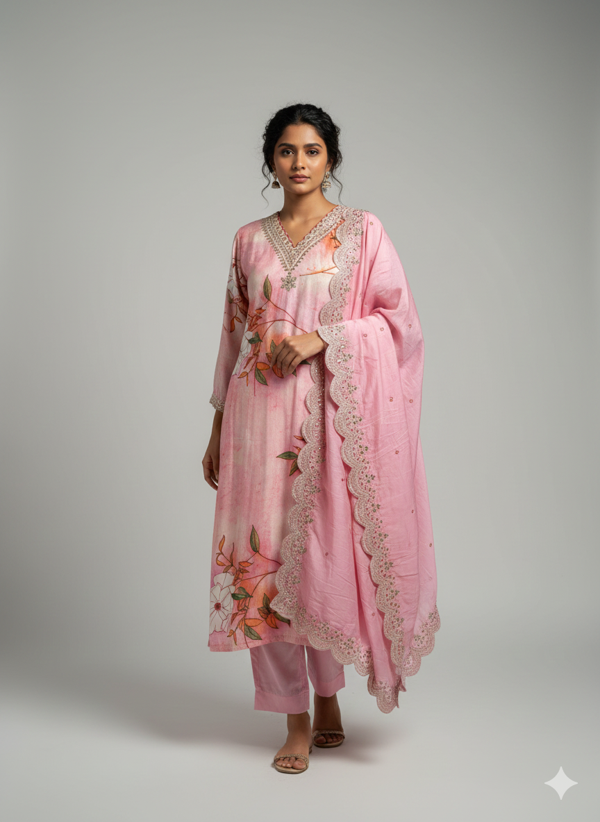 48” 4XL Indian Ladies Outfit Pink Salwar Kameez Suit SS3