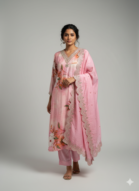 48” 4XL Indian Ladies Outfit Pink Salwar Kameez Suit SS3