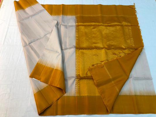 Kanchipuram Pattu Soft Silk Saree Pure Silk Sari Mustard| SS13