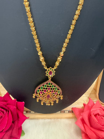 1 gram Gold Chain and Earrings Indian Jewellery N2