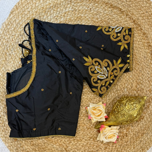 38” M Size 8 Aari Worked Sari Blouse Indian Saree Top Black B283