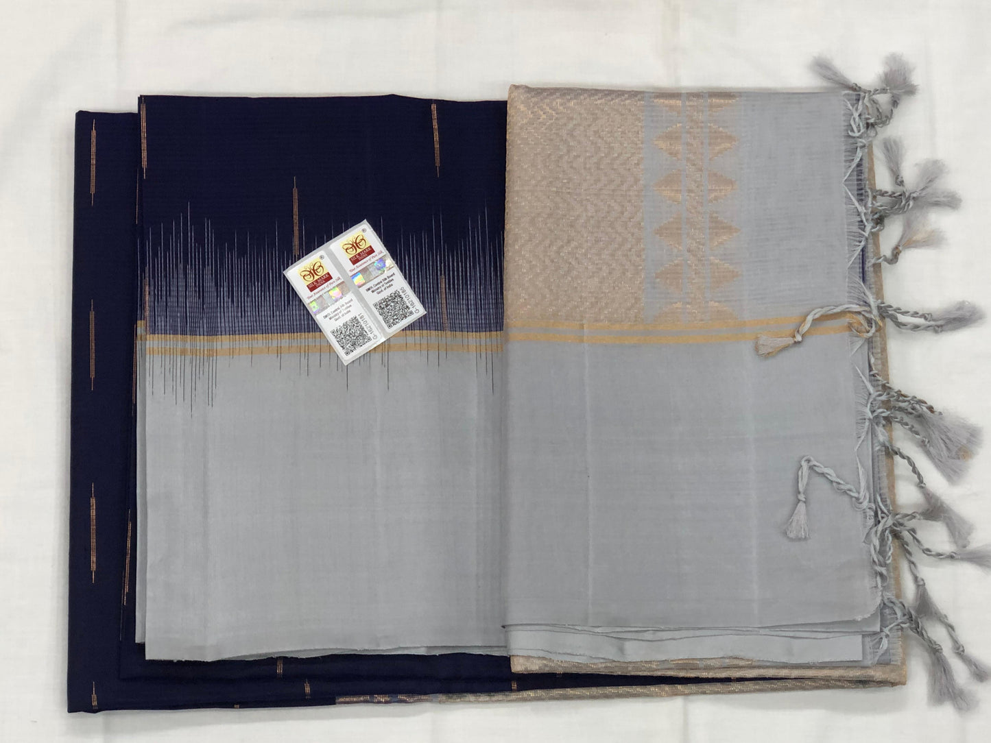 Pattu Soft Silk Indian Saree Pure Silk Sari Blue Grey SS54