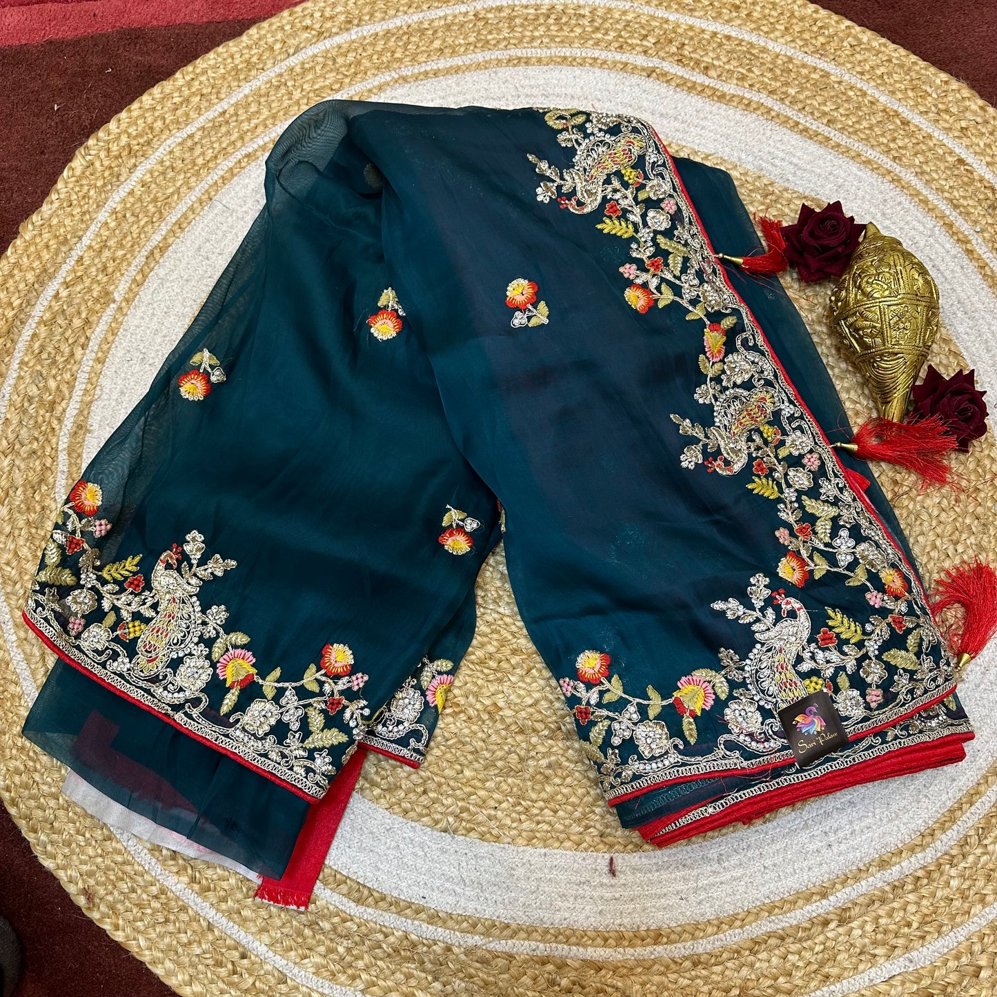 Sari Indian Fancy Party wear Teal Saree SAR12